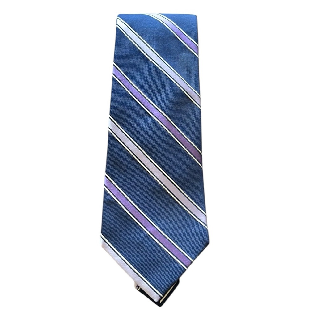 Nautica Men's Silk Tie Blue Purple White Diagonal Stripe